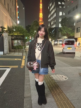 「アイテム（スカート）」を使った、miiiさん（キッズ・156cm）の秋コーディネート