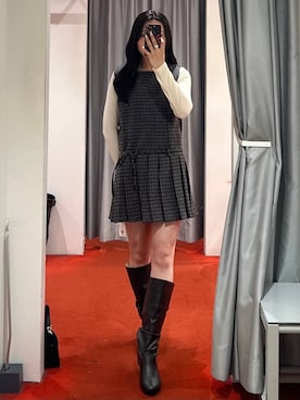 「アイテム（ジャンパースカート）」を使った、モモさん（レディース・158cm・20代）の冬コーディネート