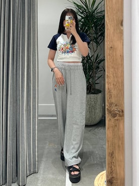 「アイテム（スウェットパンツ）」を使った、モモさん（レディース・158cm・20代）の夏コーディネート