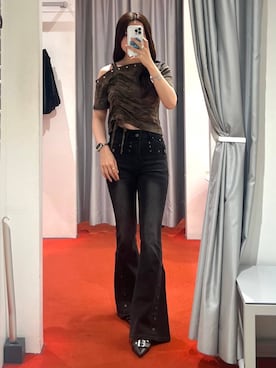 「3.3 Field Trip （3.3フィールドトリップ）のアイテム」を使った、モモさん（レディース・158cm）の春コーディネート