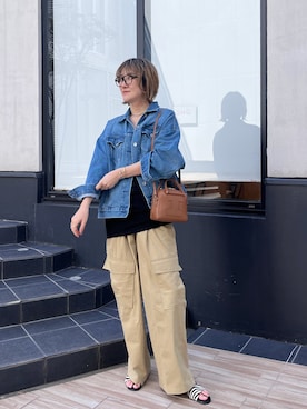 「IACUCCI（イアクッチ）の【予約】クーポラ ALCE（トートバッグ、ブラウン系）」を使った、saori_iさん（レディース・172cm）の春コーディネート