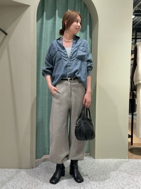 「アイテム（トートバッグ）」を使った、みさきさん（レディース・167cm）の秋コーディネート