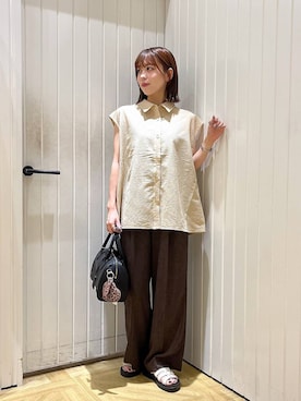 「アイテム（財布/小物、ブラウン系）」を使った、fuku5662さん（レディース・160cm）の夏コーディネート