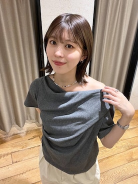 「LOWRYS FARM（ローリーズファーム）のドレーププルオーバーSS 1053677（Tシャツ/カットソー、グレー系）」を使った、fuku5662さん（レディース・160cm）の夏コーディネート