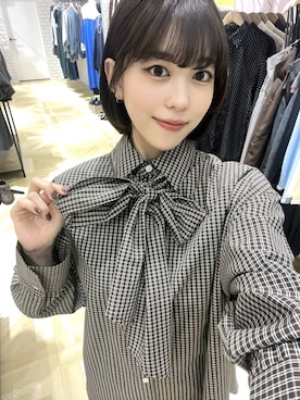 「LOWRYS FARM（ローリーズファーム）のビックボウタイチェックシャツ  573050（シャツ/ブラウス）」を使った、fuku5662さん（レディース・160cm）の秋コーディネート