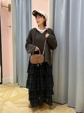 「LOWRYS FARM（ローリーズファーム）のアイテム（キャップ）」を使った、fuku5662さん（レディース・160cm）の秋コーディネート