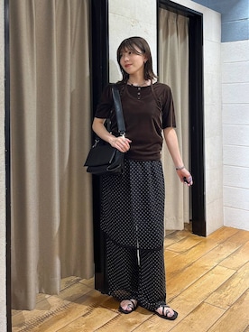「LOWRYS FARM（ローリーズファーム）の【500mlペットボトル収納可】フラップショルダーＢＡＧ 1046881（ショルダーバッグ、ブラック系）」を使った、fuku5662さん（レディース・160cm）の夏コーディネート