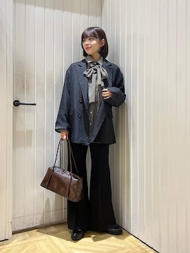 「LOWRYS FARM（ローリーズファーム）のビックボウタイチェックシャツ  573050（シャツ/ブラウス）」を使った、fuku5662さん（レディース・160cm）の秋コーディネート