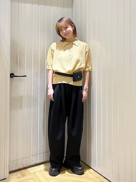 「LOWRYS FARM（ローリーズファーム）のカットイージーコクーンパンツ　292362（スウェットパンツ、ブラック系）」を使った、fuku5662さん（レディース・160cm）の春コーディネート