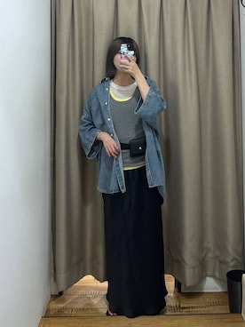 「LOWRYS FARM（ローリーズファーム）のＢＡＳＩＣシアータンク 1042099（タンクトップ、イエロー系）」を使った、fuku5662さん（レディース・160cm）の夏コーディネート