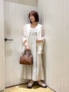 「アイテム（ジャケット/アウター、ホワイト系）」を使った、fuku5662さん（レディース・160cm）の夏コーディネート
