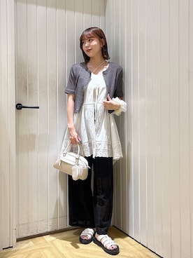 「LOWRYS FARM（ローリーズファーム）のステンレスフープチョーカー 127295（チョーカー）」を使った、fuku5662さん（レディース・160cm）の夏コーディネート