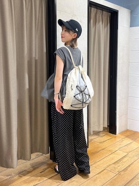 「LOWRYS FARM（ローリーズファーム）のドッキングペプラムノースリーブ　1032148（Tシャツ/カットソー、グレー系）」を使った、fuku5662さん（レディース・160cm）の夏コーディネート
