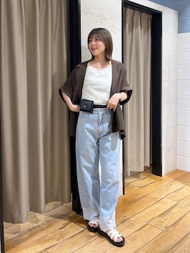 「LOWRYS FARM（ローリーズファーム）のチュールレイヤードＳＳ 1032082（Tシャツ/カットソー、ホワイト系）」を使った、fuku5662さん（レディース・160cm）の夏コーディネート