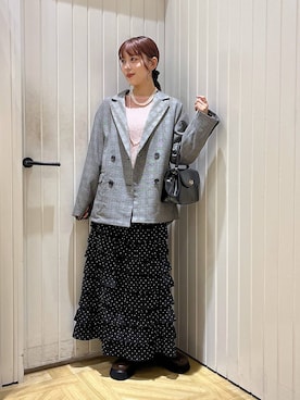 「LOWRYS FARM（ローリーズファーム）のパールタレンネックレス　249411（ネックレス）」を使った、fuku5662さん（レディース・160cm・20代）の秋コーディネート