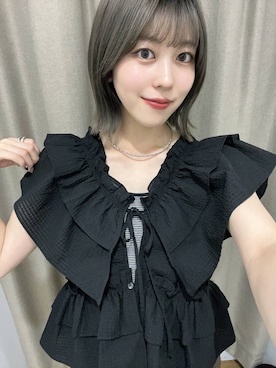 「LOWRYS FARM（ローリーズファーム）のバスケットワイドパンツ 637610（スラックス、ブラウン系）」を使った、fuku5662さん（レディース・160cm）の夏コーディネート
