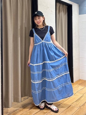 「アイテム（ネックレス、ベージュ系）」を使った、fuku5662さん（レディース・160cm）の夏コーディネート