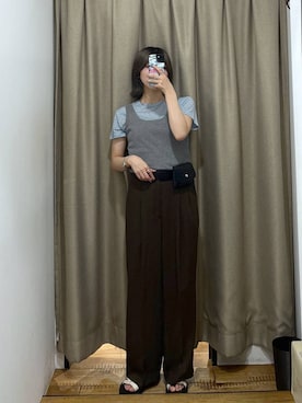 「LOWRYS FARM（ローリーズファーム）のＢＡＳＩＣシアータンク 1042099（タンクトップ、グレー系）」を使った、fuku5662さん（レディース・160cm）の夏コーディネート