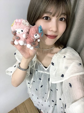 「LOWRYS FARM（ローリーズファーム）のシシュウミニワンピースＳＳ　1046529（ワンピース、ホワイト系）」を使った、fuku5662さん（レディース・160cm）の夏コーディネート