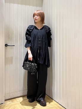 「LOWRYS FARM（ローリーズファーム）のステンレスフープチョーカー 127295（チョーカー、シルバー系）」を使った、fuku5662さん（レディース・160cm）の春コーディネート