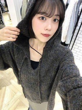 「LOWRYS FARM（ローリーズファーム）のメランジフードニットプルオーバー  581131（ニット/セーター）」を使った、fuku5662さん（レディース・160cm）の秋コーディネート
