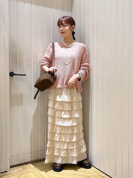 「LOWRYS FARM（ローリーズファーム）のパールタレンネックレス　249411（ネックレス）」を使った、fuku5662さん（レディース・160cm・20代）の秋コーディネート