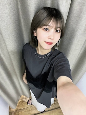 「LOWRYS FARM（ローリーズファーム）のレースドッキングＴＥＥ　1043045（Tシャツ/カットソー、グレー系）」を使った、fuku5662さん（レディース・160cm）の夏コーディネート