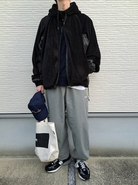 「アイテム（トートバッグ）」を使った、necoさん（メンズ・177cm）の冬コーディネート