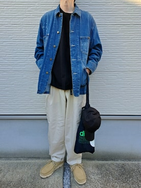 「アイテム（モカシン/デッキシューズ）」を使った、necoさん（メンズ・177cm）の秋コーディネート