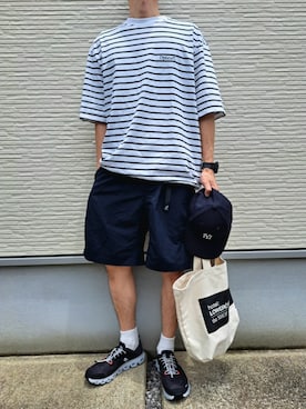 「アイテム（トートバッグ）」を使った、necoさん（メンズ・177cm）の夏コーディネート