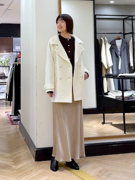 「アイテム（スカート、ベージュ系）」を使った、arisa_588さん（レディース・170cm）の冬コーディネート