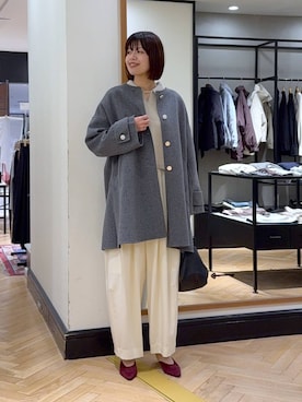 「アイテム（ノーカラーコート）」を使った、arisa_588さん（レディース・170cm）の秋コーディネート
