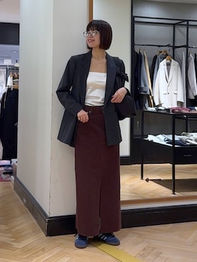 「A part by（アパートバイ）のApbスリットデニムスカート（デニムスカート）」を使った、arisa_588さん（レディース・170cm）の秋コーディネート