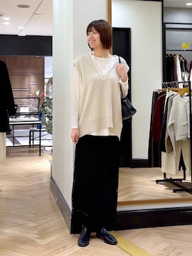 「A part by（アパートバイ）のキンチャクミニショルダバッグ（ショルダーバッグ、ブラック系）」を使った、arisa_588さん（レディース・170cm）の秋コーディネート