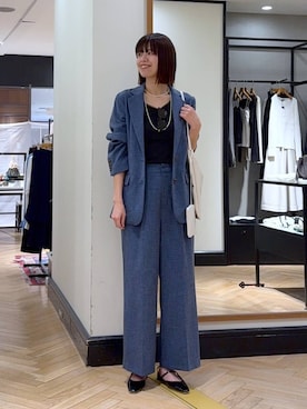 「A part by（アパートバイ）のヘマタイトビーズロングネックレス（ネックレス、シルバー系）」を使った、arisa_588さん（レディース・170cm）の春コーディネート