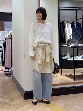 「A part by（アパートバイ）のApbカーブデニムパンツ（デニムパンツ、ブルー系）」を使った、arisa_588さん（レディース・170cm）の冬コーディネート