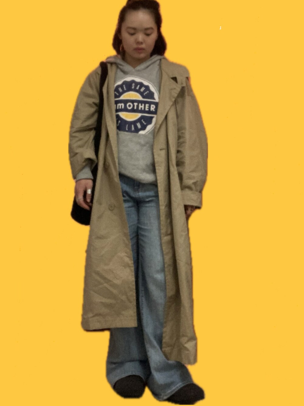 「春ファッション、春服、ootd」｜「UNIQLOのアイテム（トレンチコート、ベージュ系）」を使った、bluegeekさん（レディース・158cm）の春コーディネートの1枚目の写真