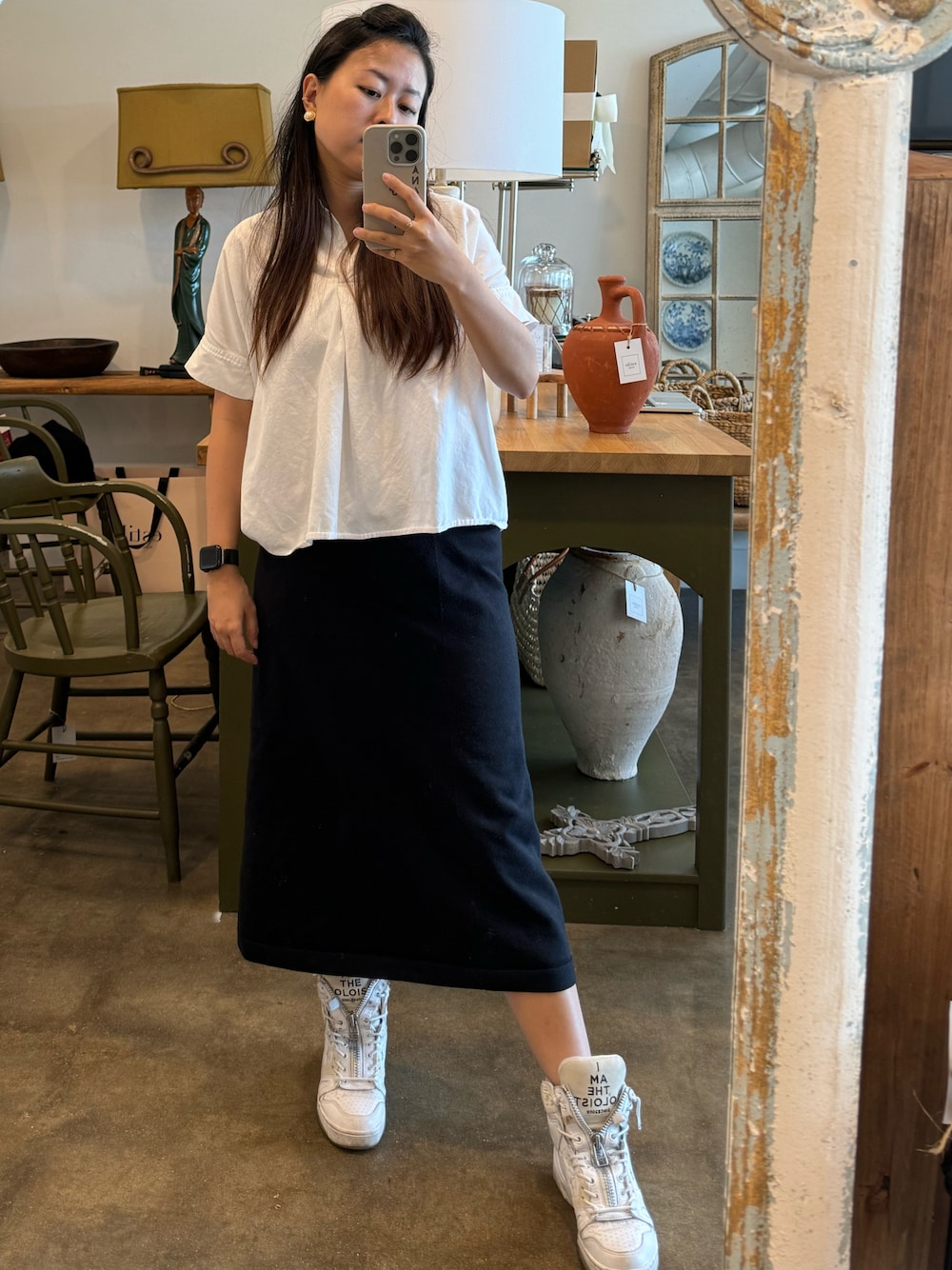 「backtowork」｜「madewellのアイテム（シャツ/ブラウス、ホワイト系）」を使った、Sharklin🦈サメりんさん（レディース・155cm）の春コーディネートの1枚目の写真
