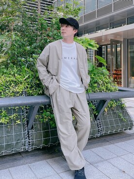 「NUMERALS（ヌメラルズ）のアイテム（トップス）」を使った、ニコまるさん（メンズ・168cm）の春コーディネート