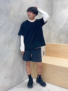 「NUMERALS（ヌメラルズ）のアイテム（トップス）」を使った、ニコまるさん（メンズ・168cm）の夏コーディネート