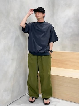 「NUMERALS（ヌメラルズ）のアイテム（トップス）」を使った、ニコまるさん（メンズ・168cm）の夏コーディネート