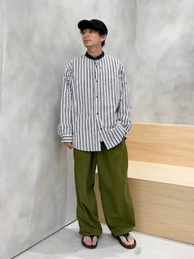 「NUMERALS（ヌメラルズ）のアイテム（トップス）」を使った、ニコまるさん（メンズ・168cm）の夏コーディネート