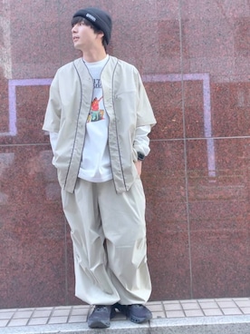 「NUMERALS（ヌメラルズ）のアイテム（シャツ/ブラウス）」を使った、ニコまるさん（メンズ・168cm）の春コーディネート