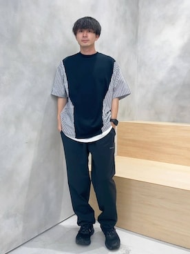 「NUMERALS（ヌメラルズ）のアイテム（トップス）」を使った、ニコまるさん（メンズ・168cm）の夏コーディネート