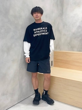 「NUMERALS（ヌメラルズ）のアイテム（トップス）」を使った、ニコまるさん（メンズ・168cm）の夏コーディネート