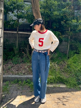 「thisisneverthat（ディスイズネバーザット）のアイテム（帽子）」を使った、こいちゃんさん（レディース・155cm）の春コーディネート