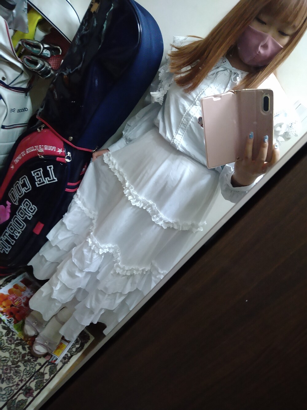 「オフィスコーデ、OL、OLコーデ、swankiss、Swankiss、pain、lilLilly、LODISPOTTO、フナモンコーデ」｜「SwankissのHN furifuri cotton LS/K（スカート、ホワイト系）」を使った、funamonさん（レディース・152cm）の春コーディネートの1枚目の写真