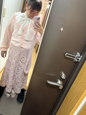 「アイテム（カーディガン/ボレロ、ピンク系）」を使った、funamonさん（レディース・152cm）の秋コーディネート