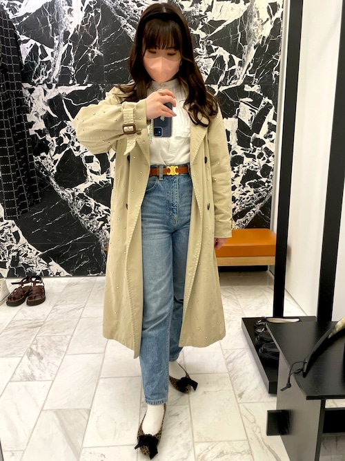 MIU MIU 幾何学模様 トレンチコート Miu Miu リバーシブル ツイル x チェック トレンチコート