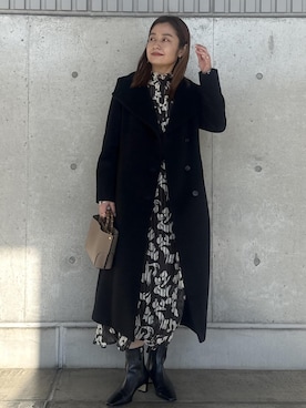 「アイテム（ステンカラーコート）」を使った、NANAさん（レディース・161cm・30代）の冬コーディネート